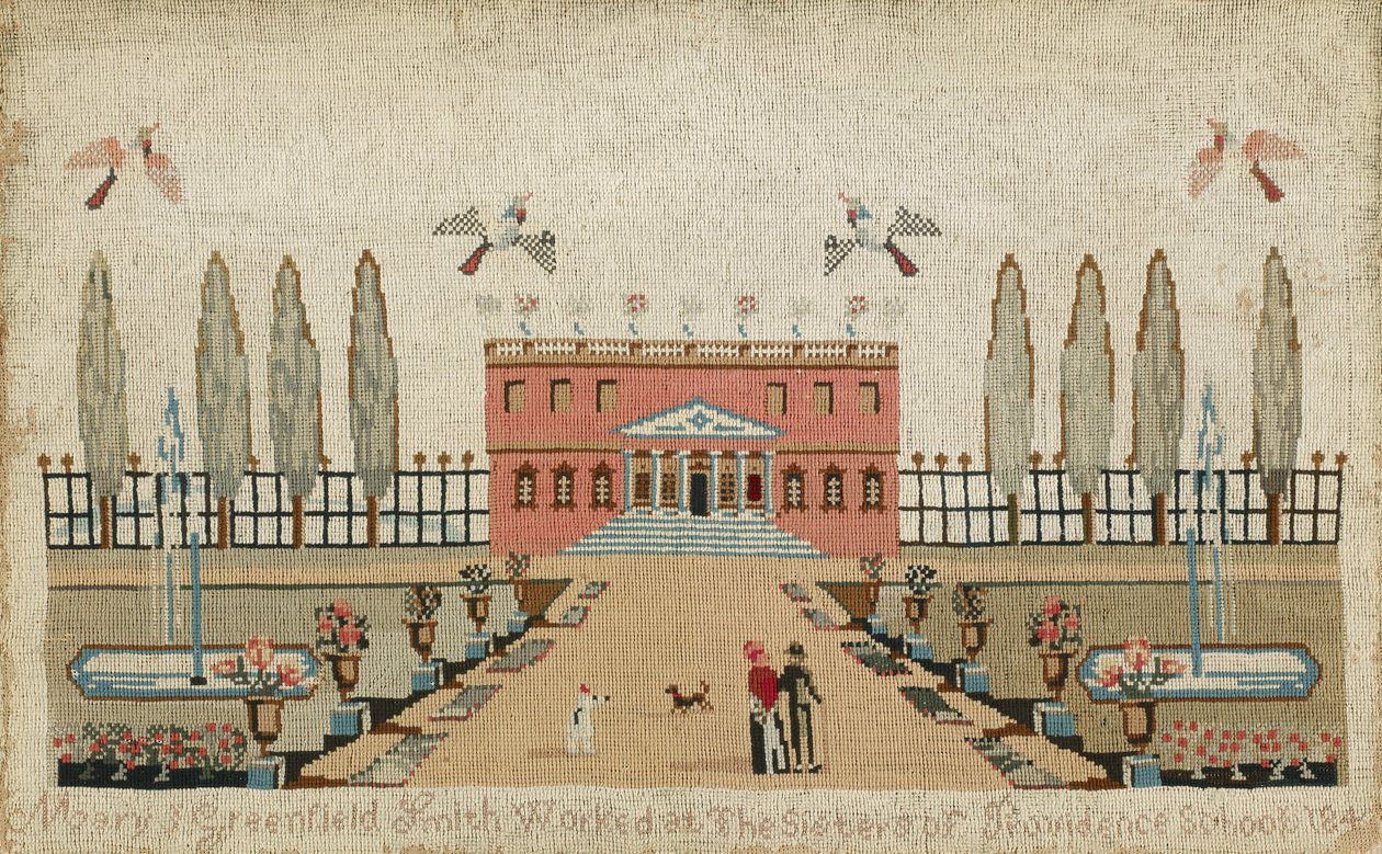 Woolwork Picture, c. 1843 (gyapjú és selyem vászonon) alkotó: Mary J. Greenfield Smith