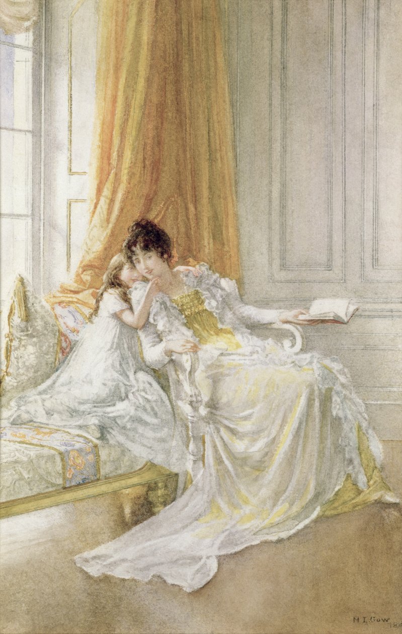 Anya és gyermeke, 1864 (akvarell) alkotó: Mary L. Gow