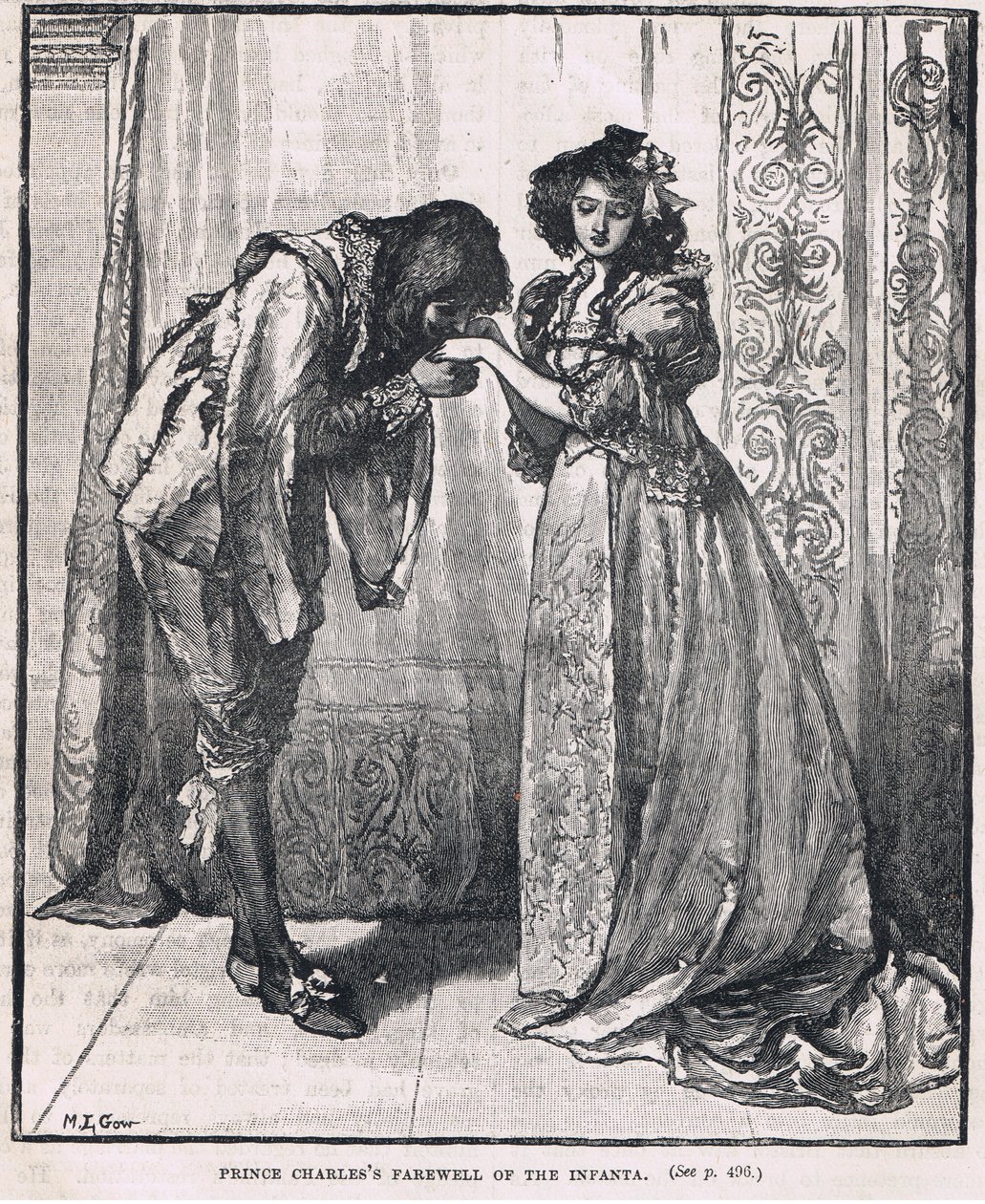 Károly herceg búcsúja az Infantától 1623 alkotó: Mary L. Gow