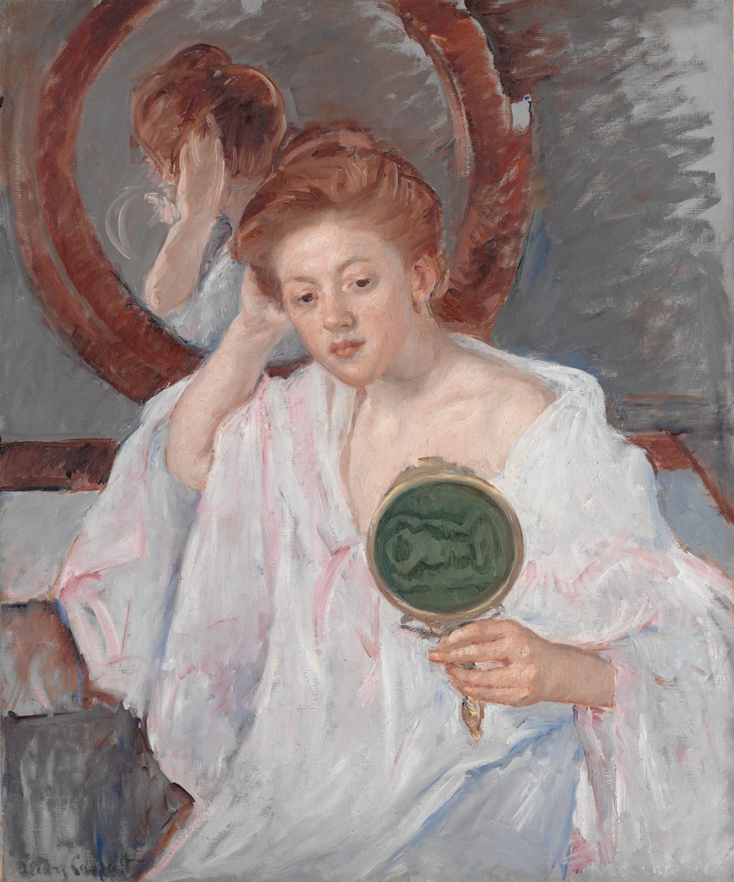 Denise az öltözőasztalánál, 1908-1909 körül alkotó: Mary Cassatt