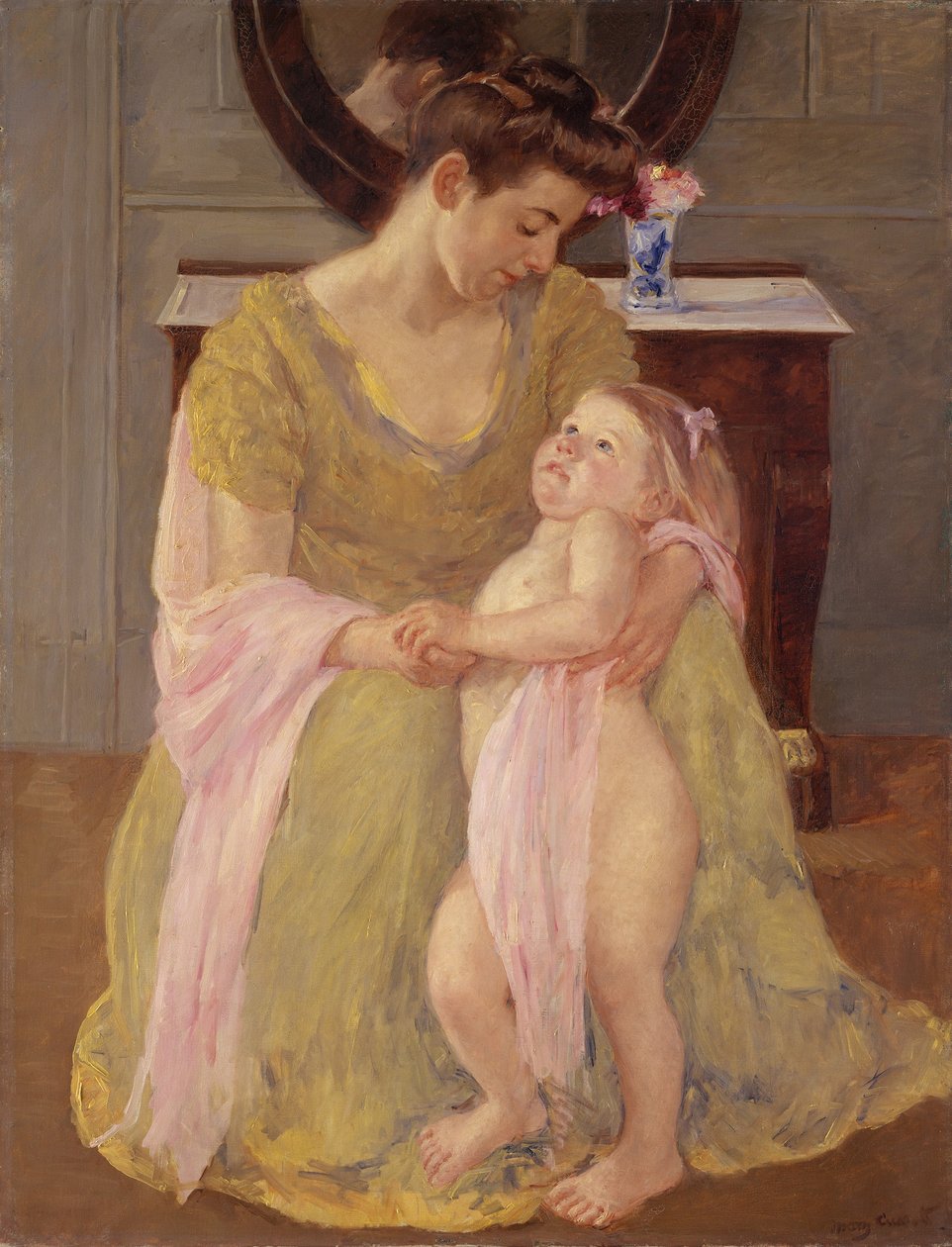 Anya és gyermeke rózsa sállal, 1908 körül alkotó: Mary Cassatt