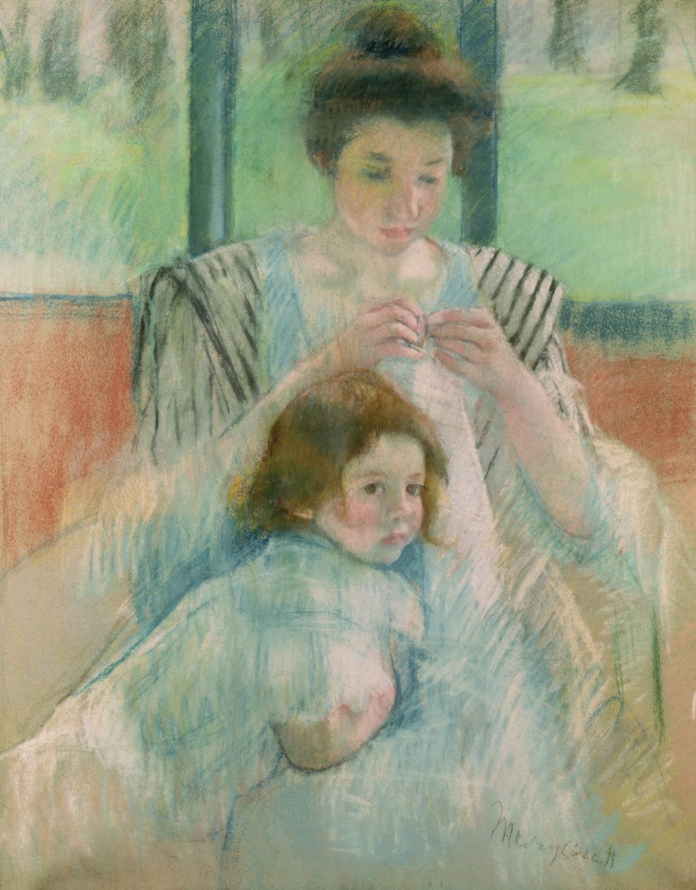 Anya és gyermeke (pasztell papíron) alkotó: Mary Cassatt