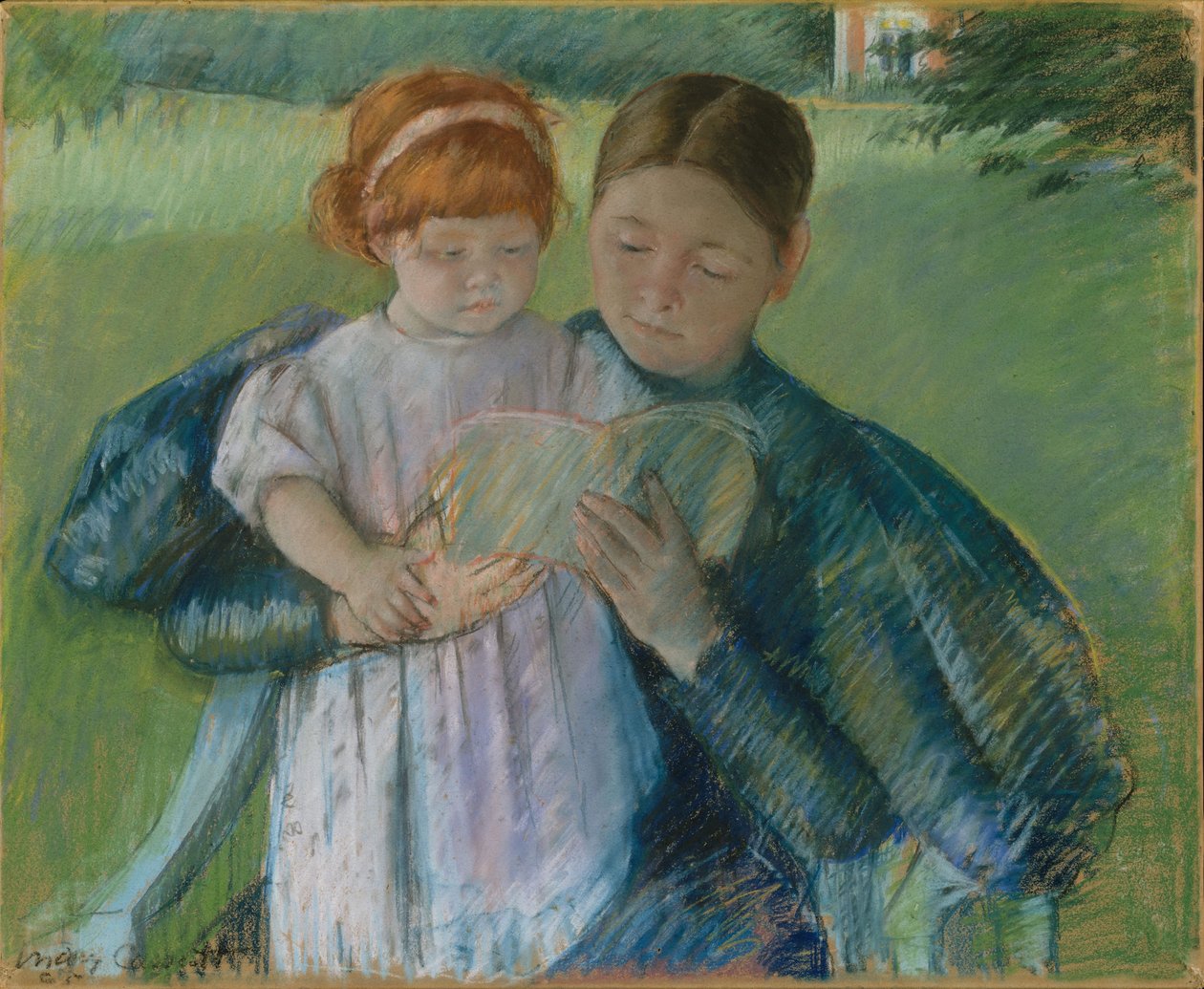 Nővér felolvas egy kislánynak, 1895 alkotó: Mary Cassatt