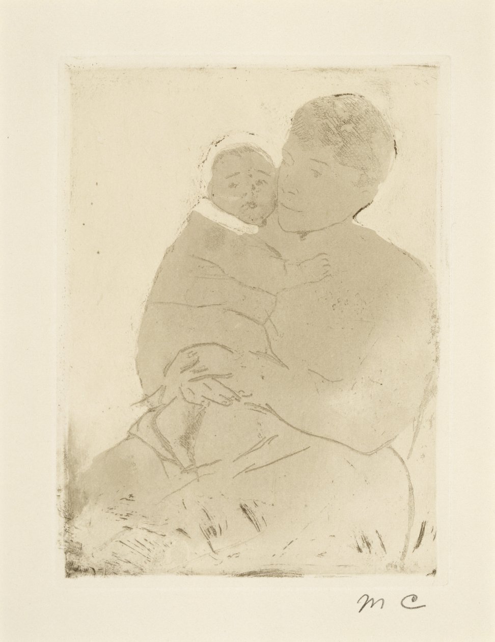 Nurse and Baby Bill (1. sz.), 1889-1890 körül (lágy őrölt rézkarc és akvatinta szőtt papíron) alkotó: Mary Cassatt