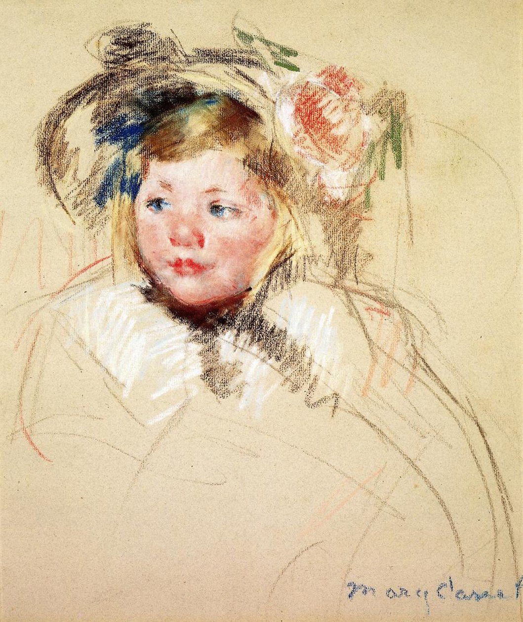 Sarah Balra néz, 1901 (pasztell, papíron) alkotó: Mary Cassatt