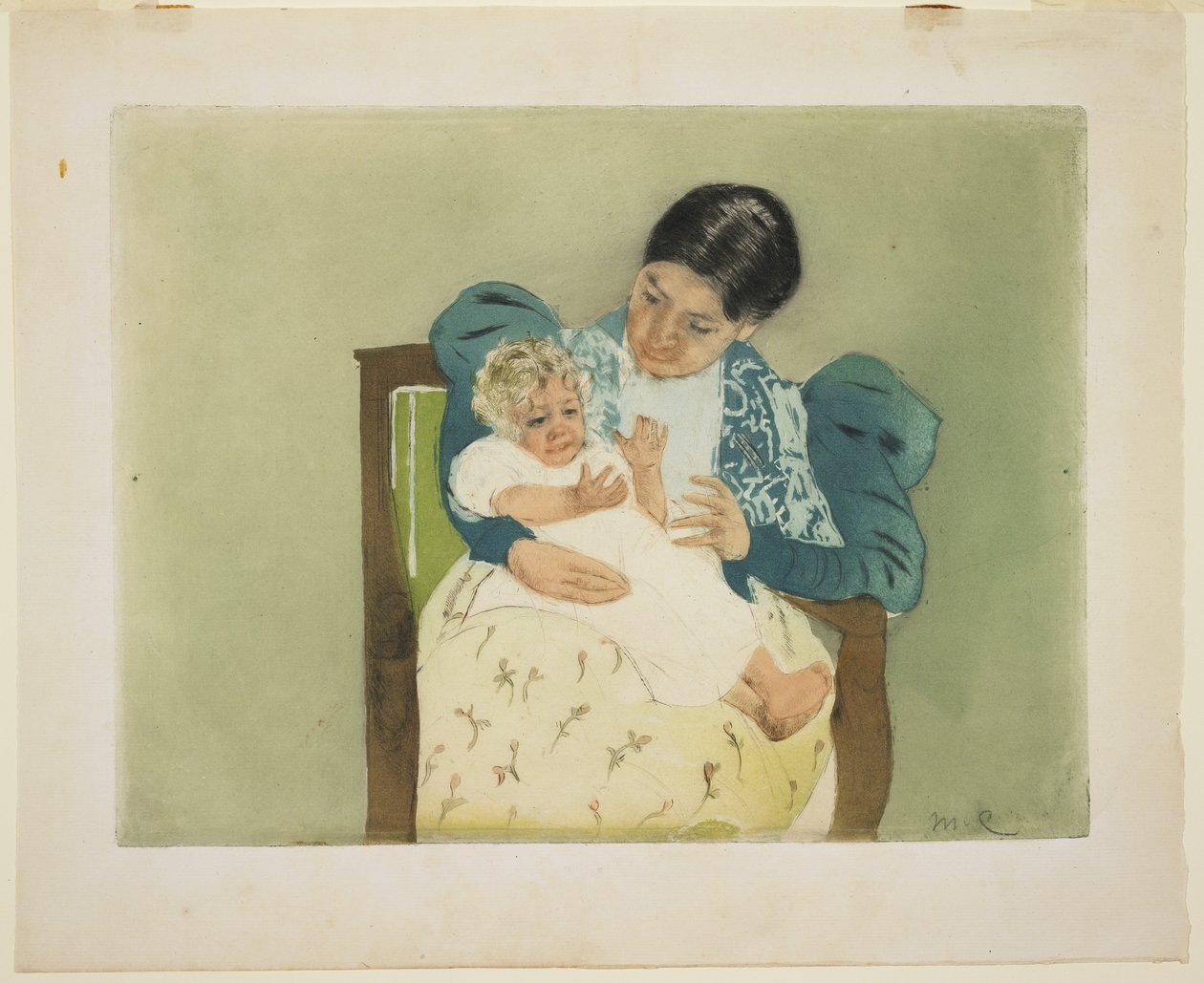 A mezítlábas gyermek c. 1896-97 (színes akvatinta és szárazhegy) alkotó: Mary Cassatt