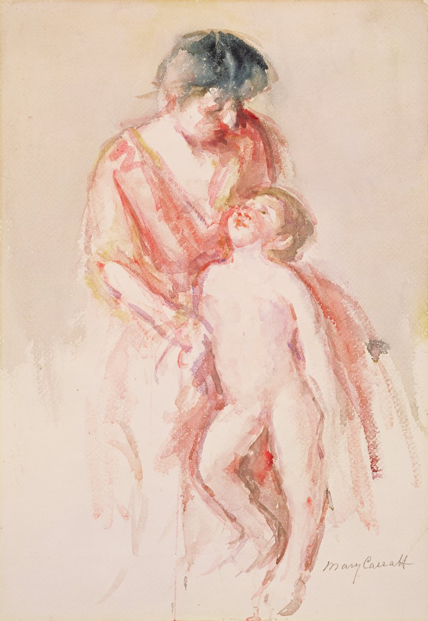 Nő egy meztelen fiúval az oldalán (wc papíron) alkotó: Mary Cassatt