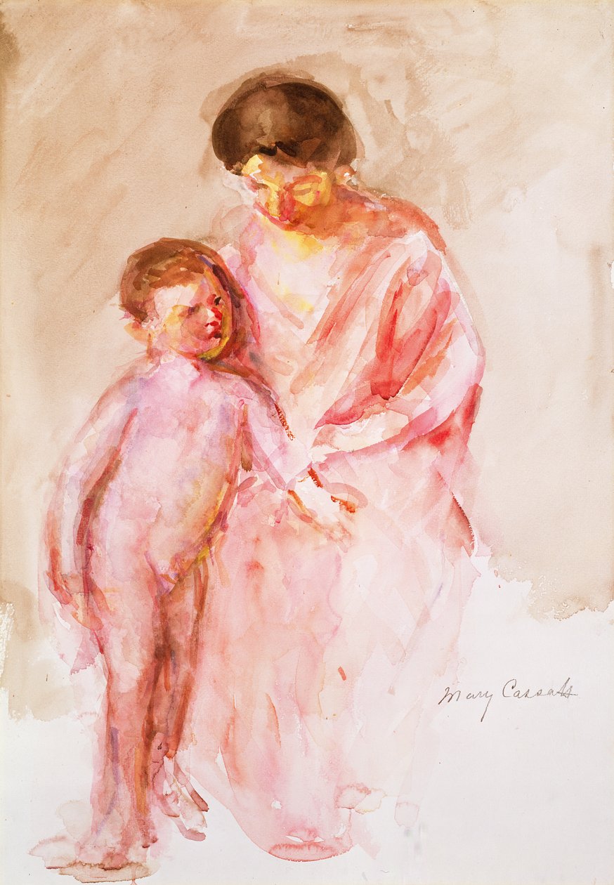 Nő egy meztelen fiúval az oldalán (wc papíron) alkotó: Mary Cassatt
