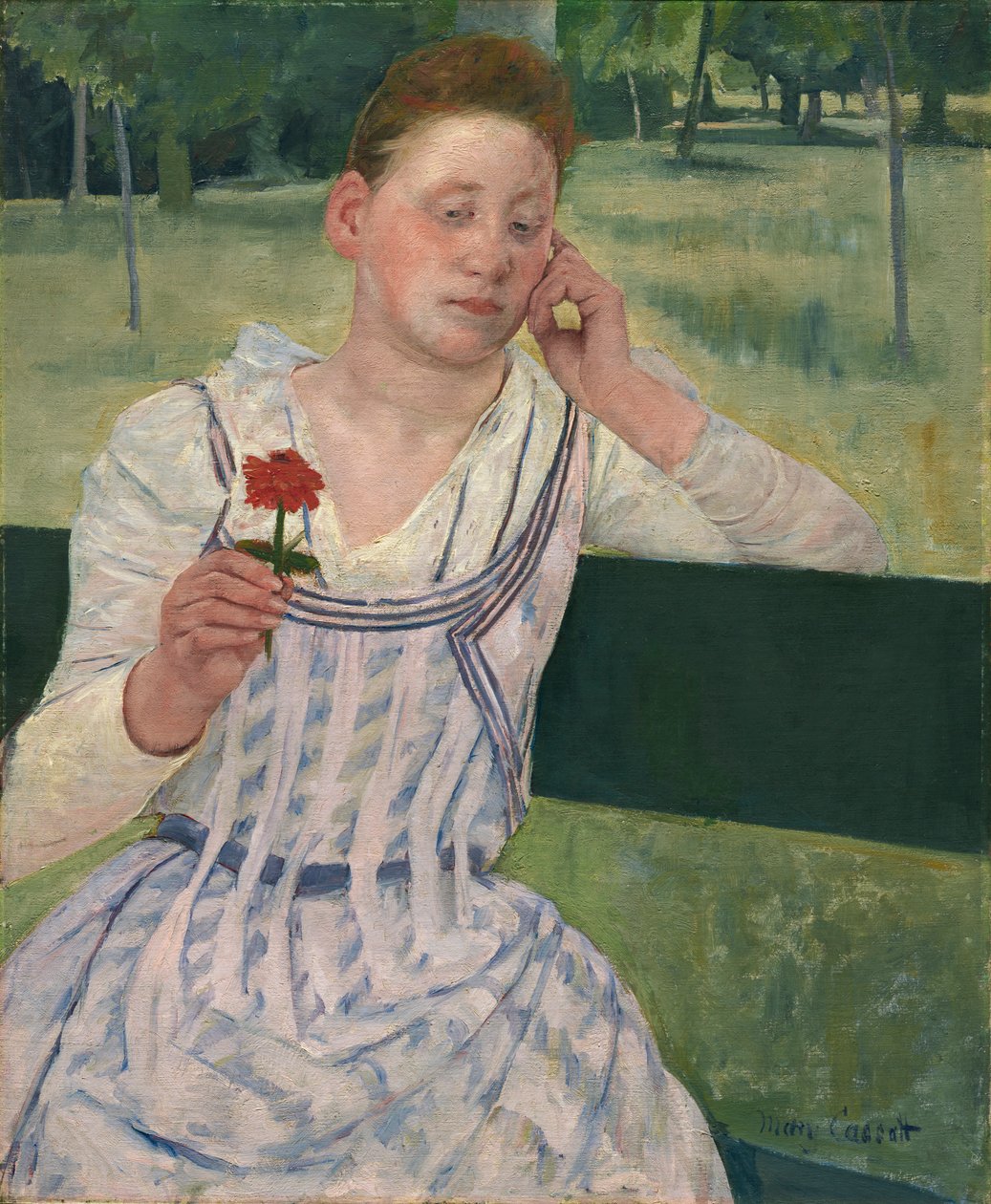 Nő vörös cinniával, 1891 alkotó: Mary Cassatt