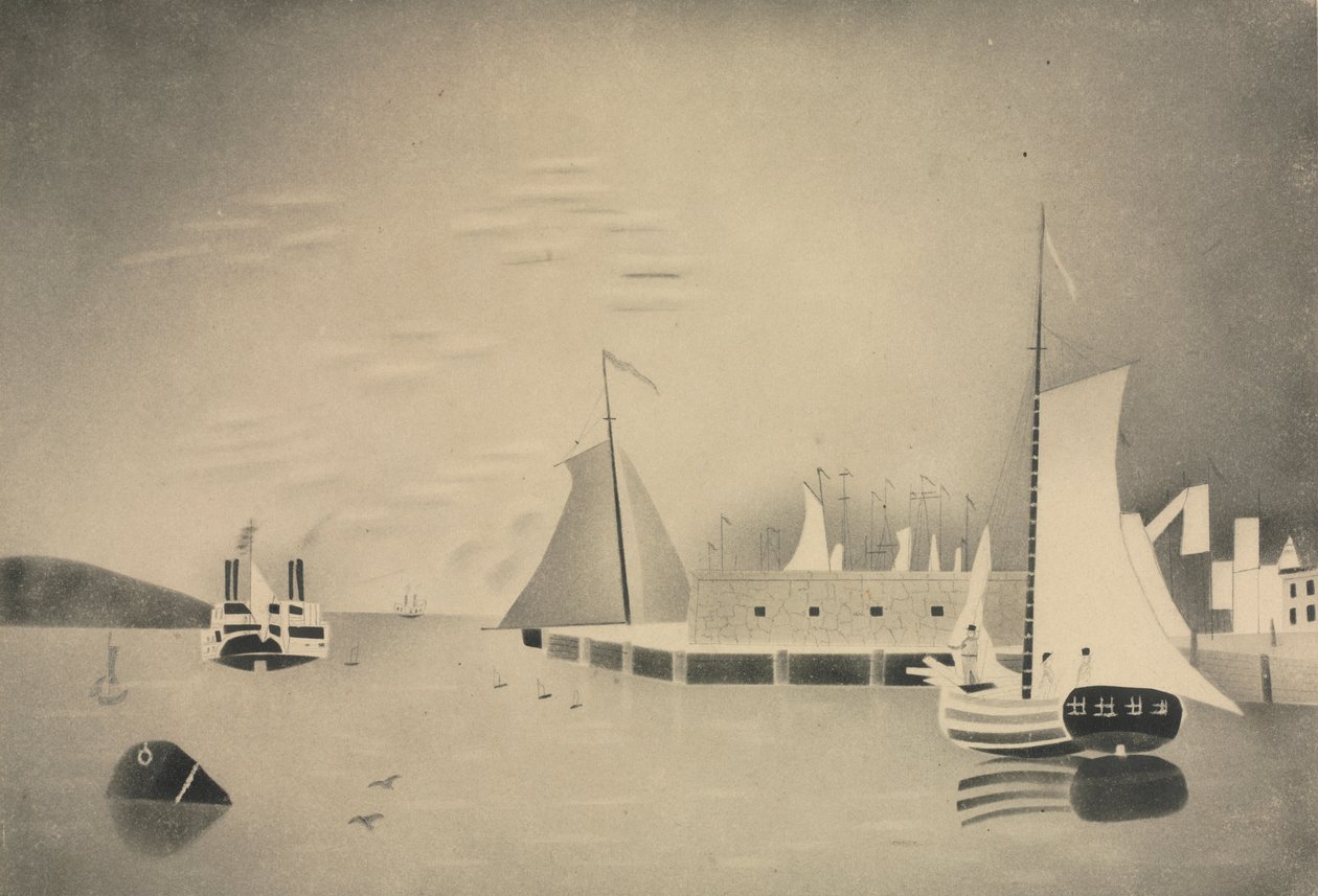Kikötői jelenet, 1850-es vagy 60-as évek. alkotó: Mary Altha Nims