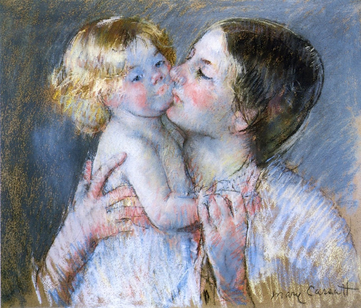 Egy csók Anne babának, 1897 (pasztell, papíron) alkotó: Mary Cassatt