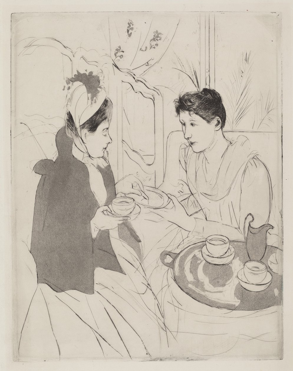 Délutáni teázás, 1890-1891. alkotó: Mary Cassatt