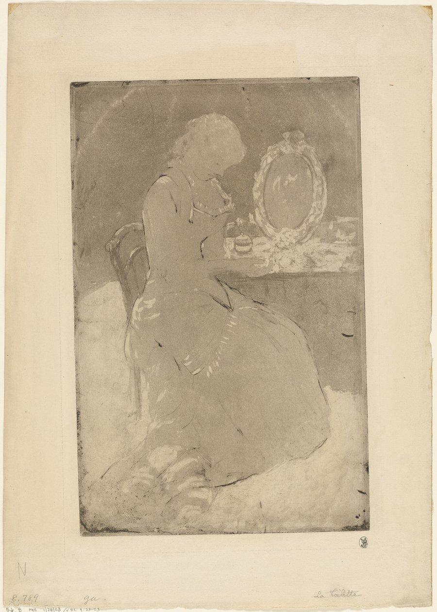 A fésülködőasztalnál alkotó: Mary Cassatt
