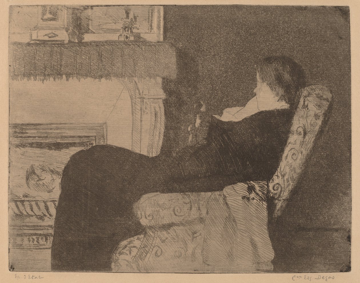 A kandalló előtt (1. sz.) alkotó: Mary Cassatt