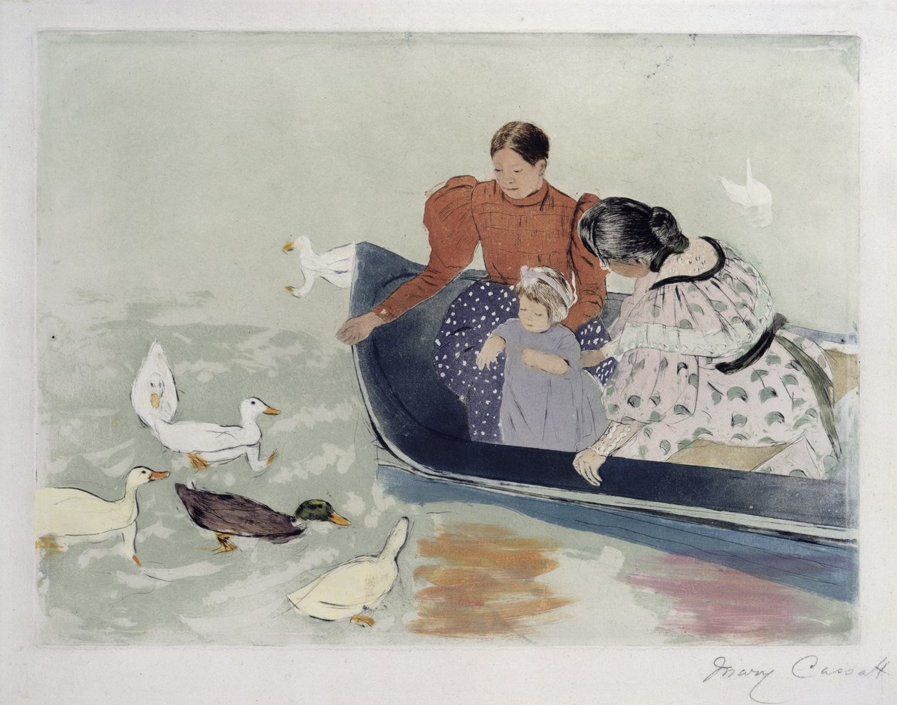 Kacsák etetése alkotó: Mary Cassatt
