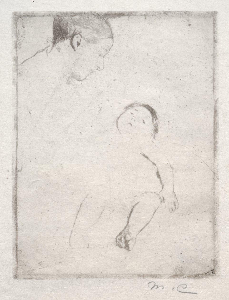 Bill Lying on his Mothers Lap, c. 1889. alkotó: Mary Cassatt