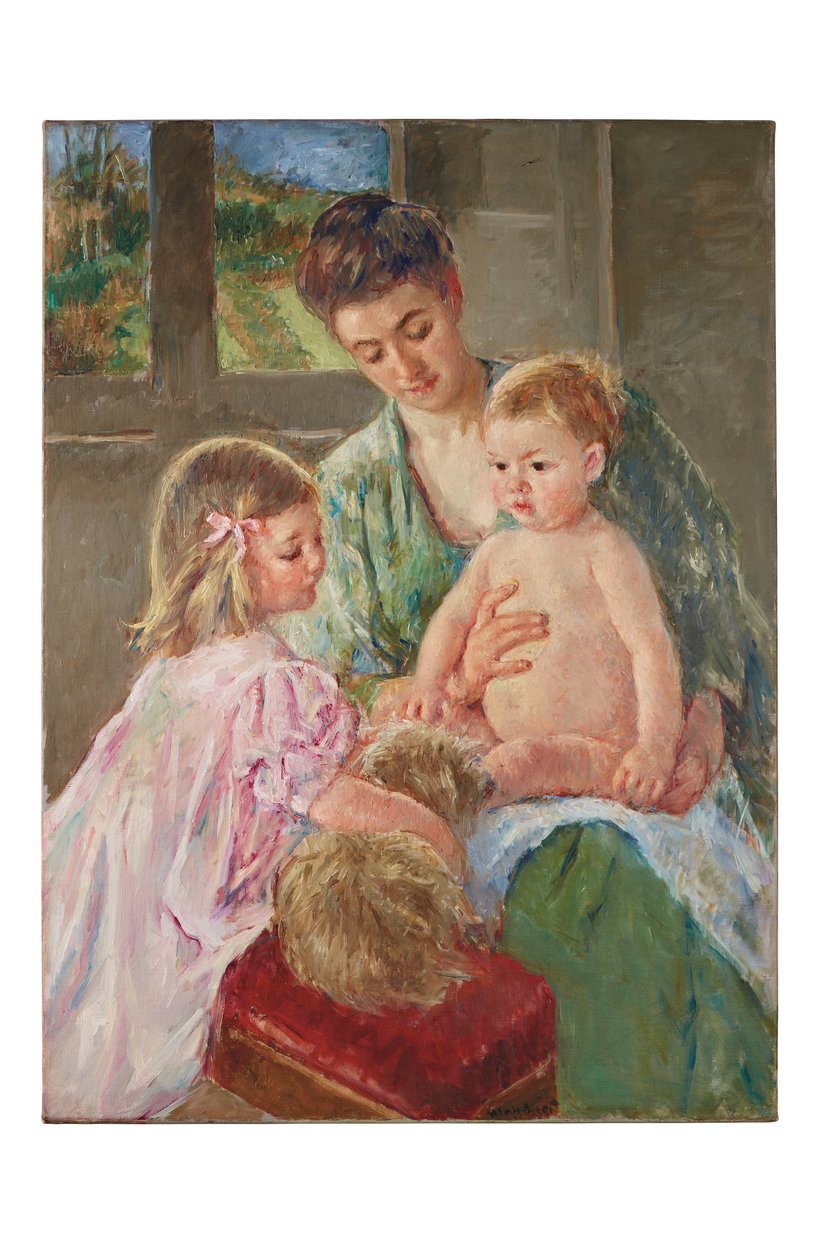 Kutyával játszó gyerekek, 1907 alkotó: Mary Cassatt