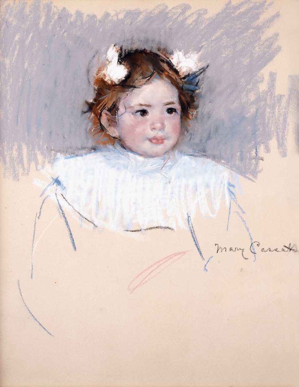 Ellen masnikkal a hajában, Jobbra néz, 1899 alkotó: Mary Cassatt