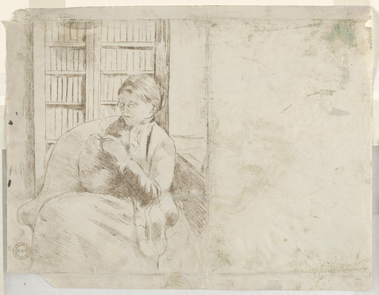 Kötés a könyvtárban verso, c. 1881. alkotó: Mary Cassatt