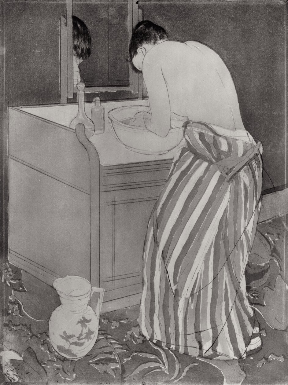 La Toilette, 1891 (szárazpont és akvatinta papíron) alkotó: Mary Cassatt