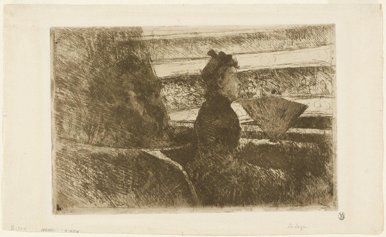 Fekete ruhás hölgy, logóban, jobbra fordítva alkotó: Mary Cassatt