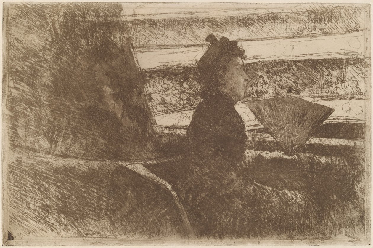 Fekete ruhás hölgy, logóban, jobbra fordítva, c. 1880. alkotó: Mary Cassatt