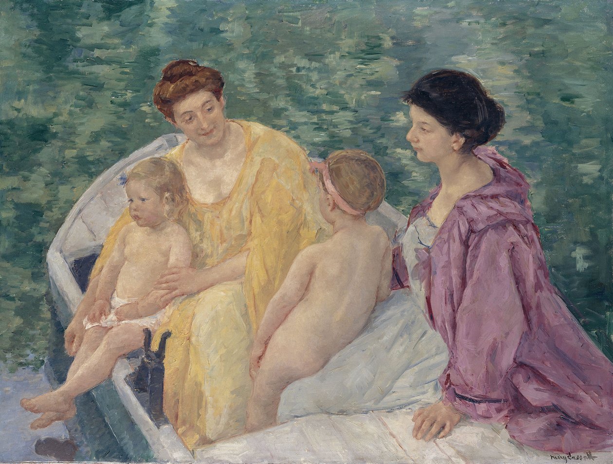 Le Bain Két anya és gyermekeik egy csónakban alkotó: Mary Cassatt