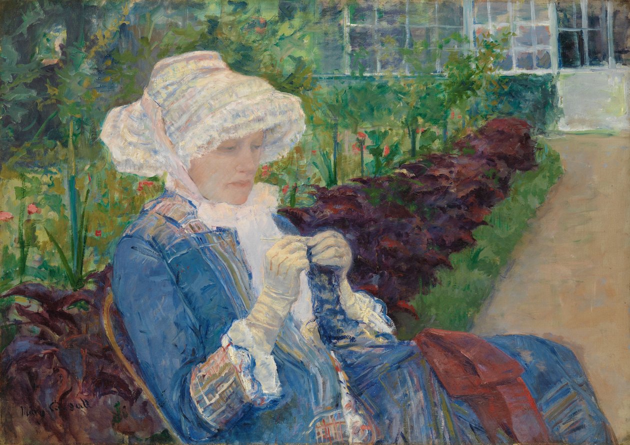 Lydia a Marly kertjében horgol, 1880 alkotó: Mary Cassatt