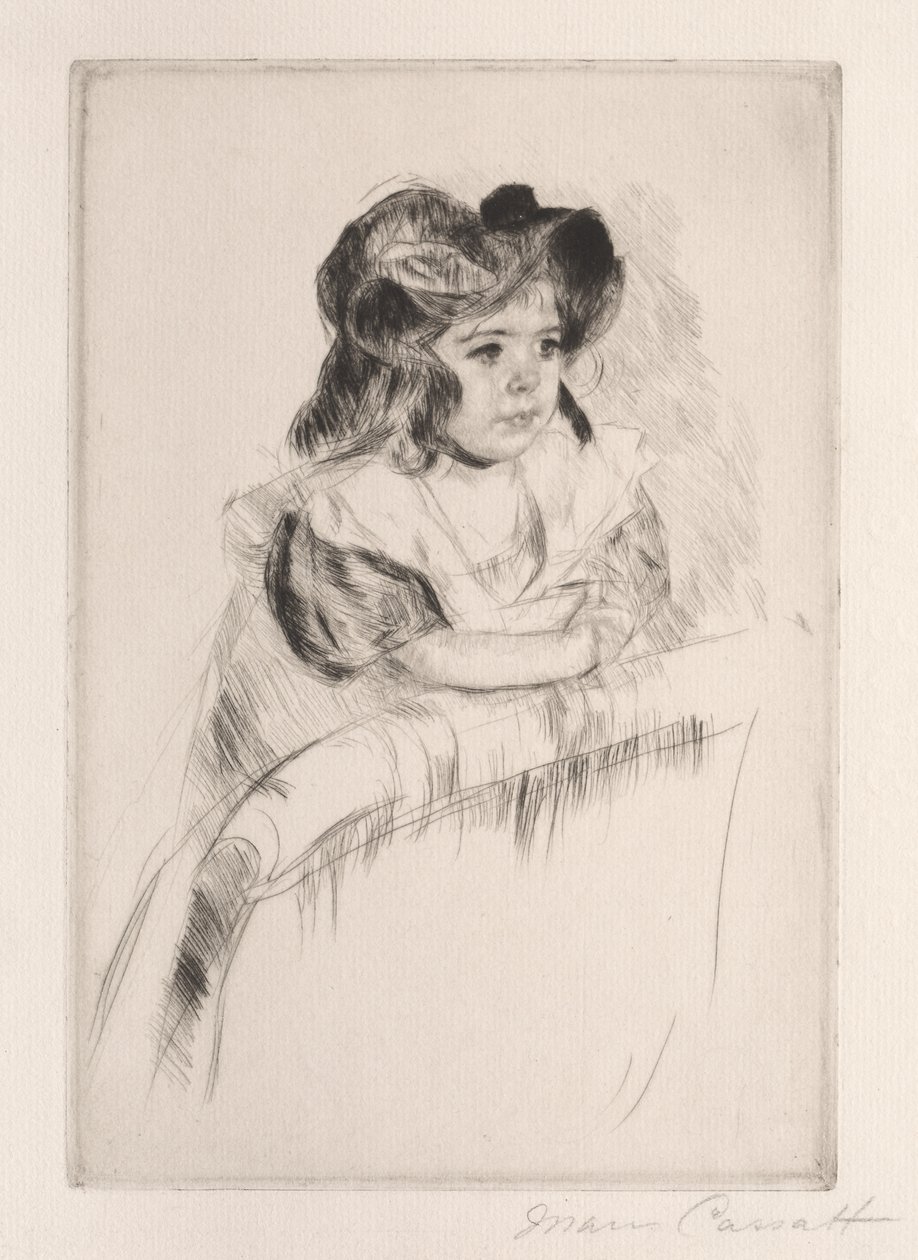 Margot, Karok pihentetése a fotel hátán, c. 1903. alkotó: Mary Cassatt