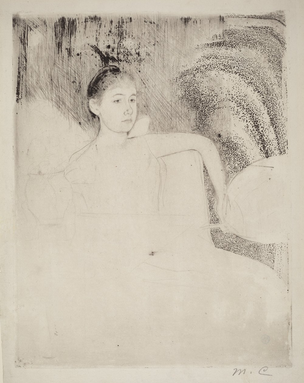 Mimi, aki egy japán legyezőt tart a kezében alkotó: Mary Cassatt
