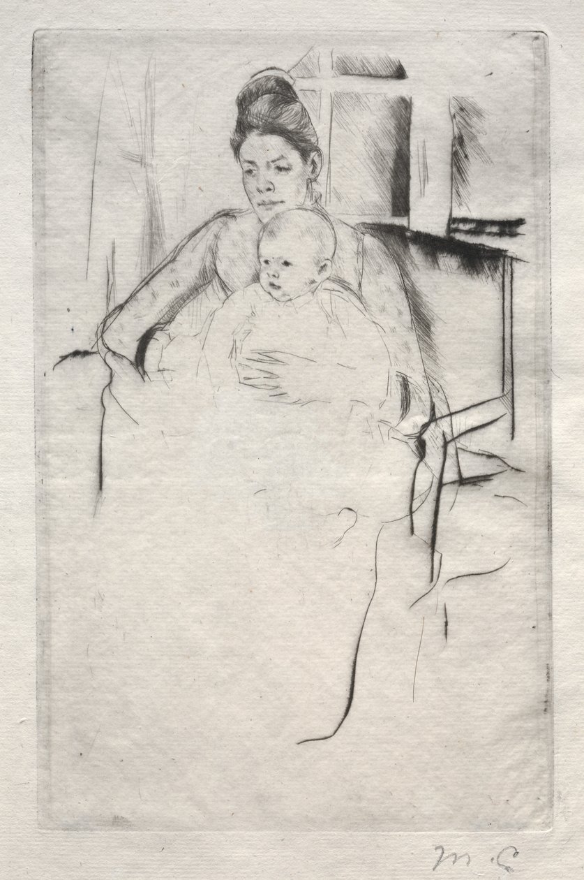 Mrs. Gardner Cassatt és a babája egy ablak mellett ülve, c. 1887. alkotó: Mary Cassatt