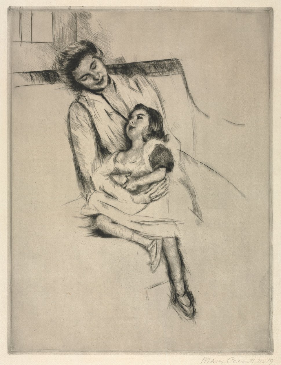 Reine és Margot egy kanapén ülve, c. 1902. alkotó: Mary Cassatt