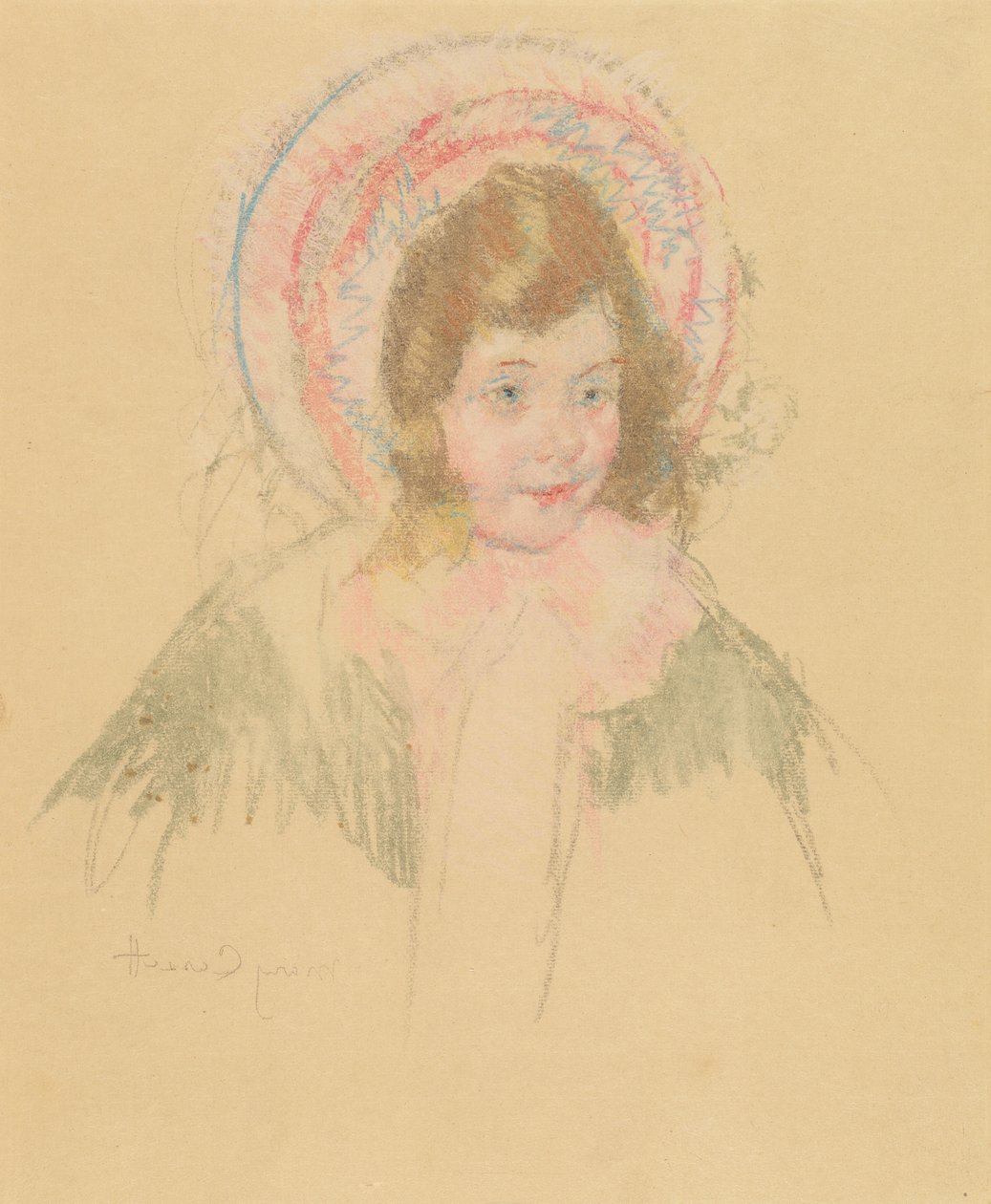 Sára motorháztetőt és kabátot visel, c. 19041906. alkotó: Mary Cassatt