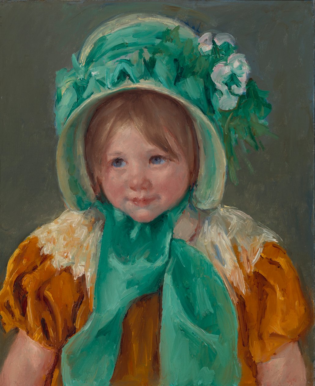 Sara zöld motorháztetőben, kb. 1901. alkotó: Mary Cassatt