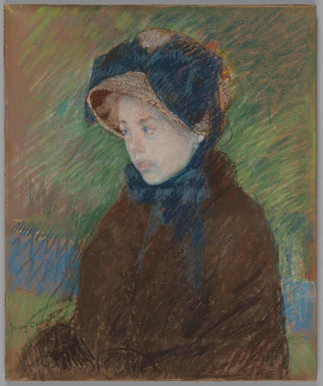 Susan egy szalmaköpenyben alkotó: Mary Cassatt