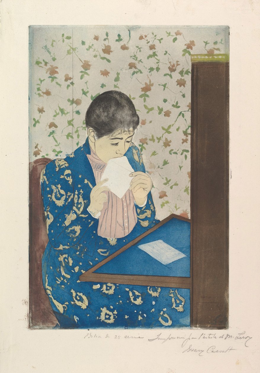 A levél, 1890–91 (szárazhús és akvatinta, három tányérról nyomtatva) alkotó: Mary Cassatt