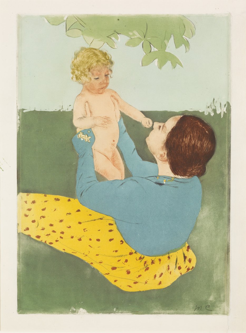 A vadgesztenyefa alatt, 1896-97 (szárazpont és akvatinta színekben) alkotó: Mary Cassatt