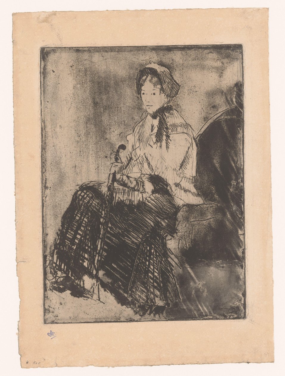 Ülő nő esernyővel Az esernyő alkotó: Mary Cassatt