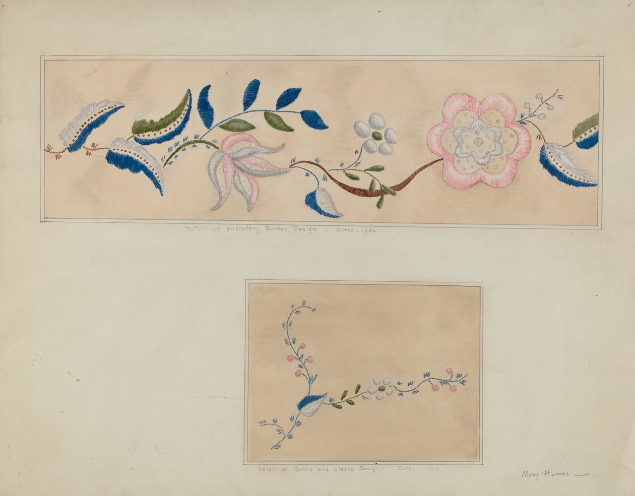 Hímzés - Gyermekruha részlete, 19351942. alkotó: Mary E Humes