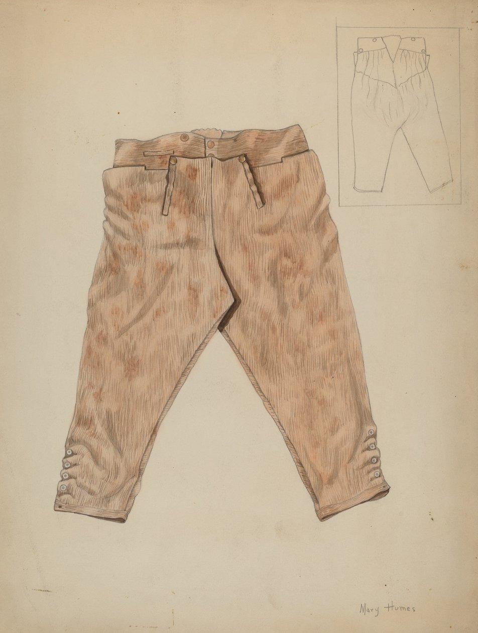 Vadásznadrág, c. 1936. alkotó: Mary E Humes