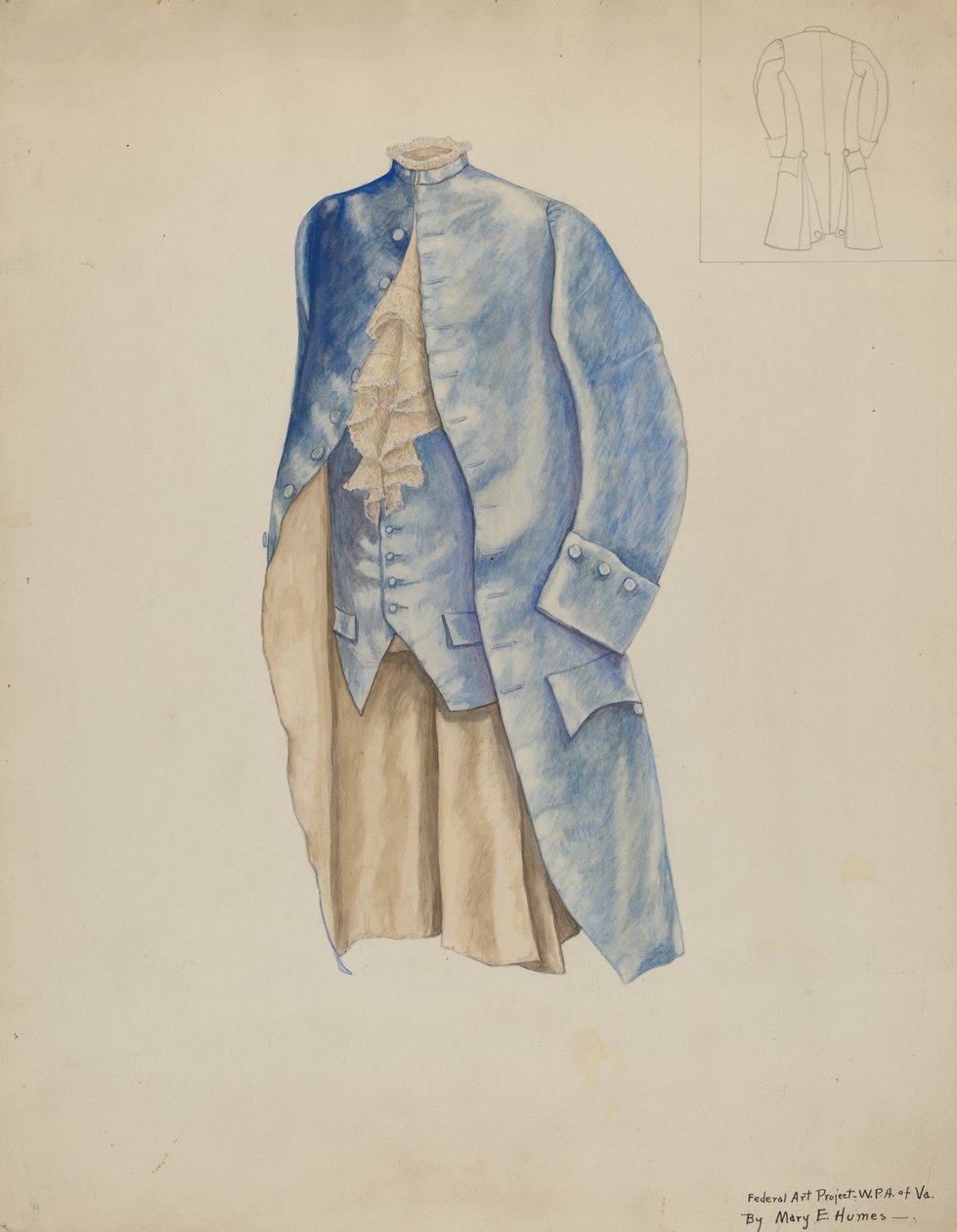 Férfi kabát és mellény, c. 1937. alkotó: Mary E Humes