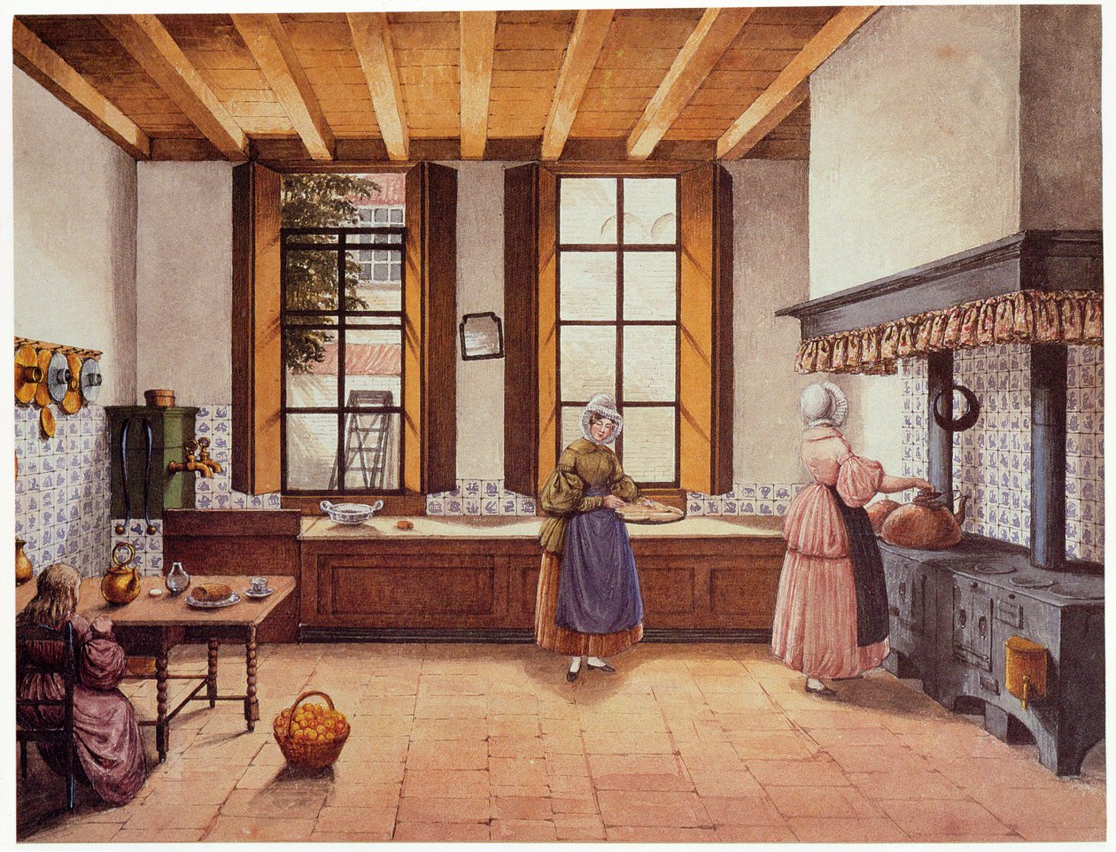 Az arnhemi Zwijnshoofd Hotel konyhája, 1838 alkotó: Mary Ellen Best