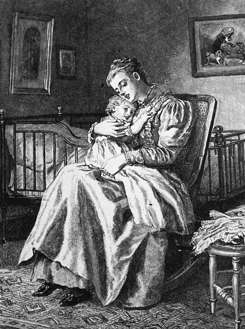 Egy anya, aki ölelgeti gyermekét alkotó: Mary Ellen Edwards