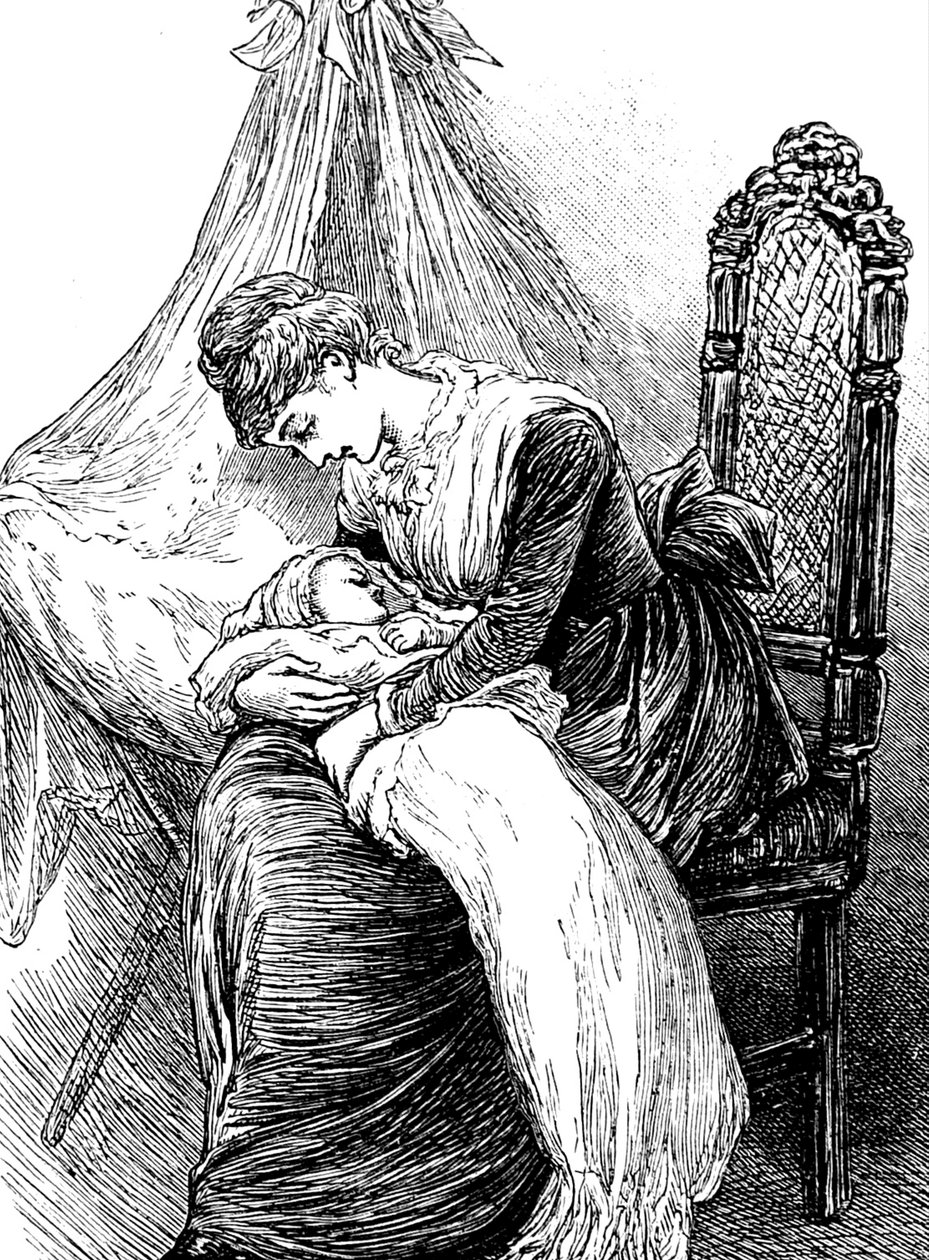 Egy fiatal anya, aki a gyermekét öleli alkotó: Mary Ellen Edwards