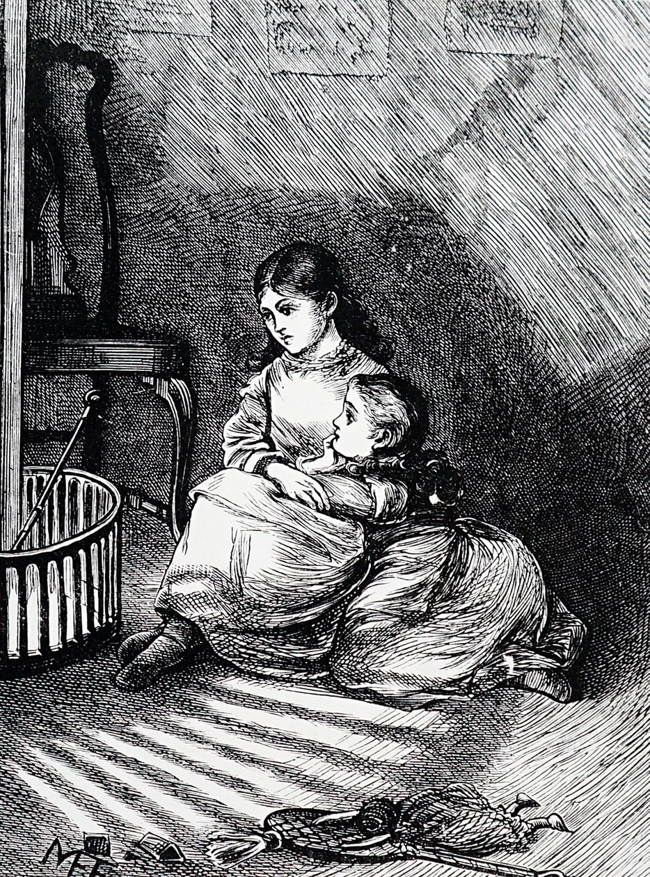 Gyerekek a kandalló mellett ülve alkotó: Mary Ellen Edwards