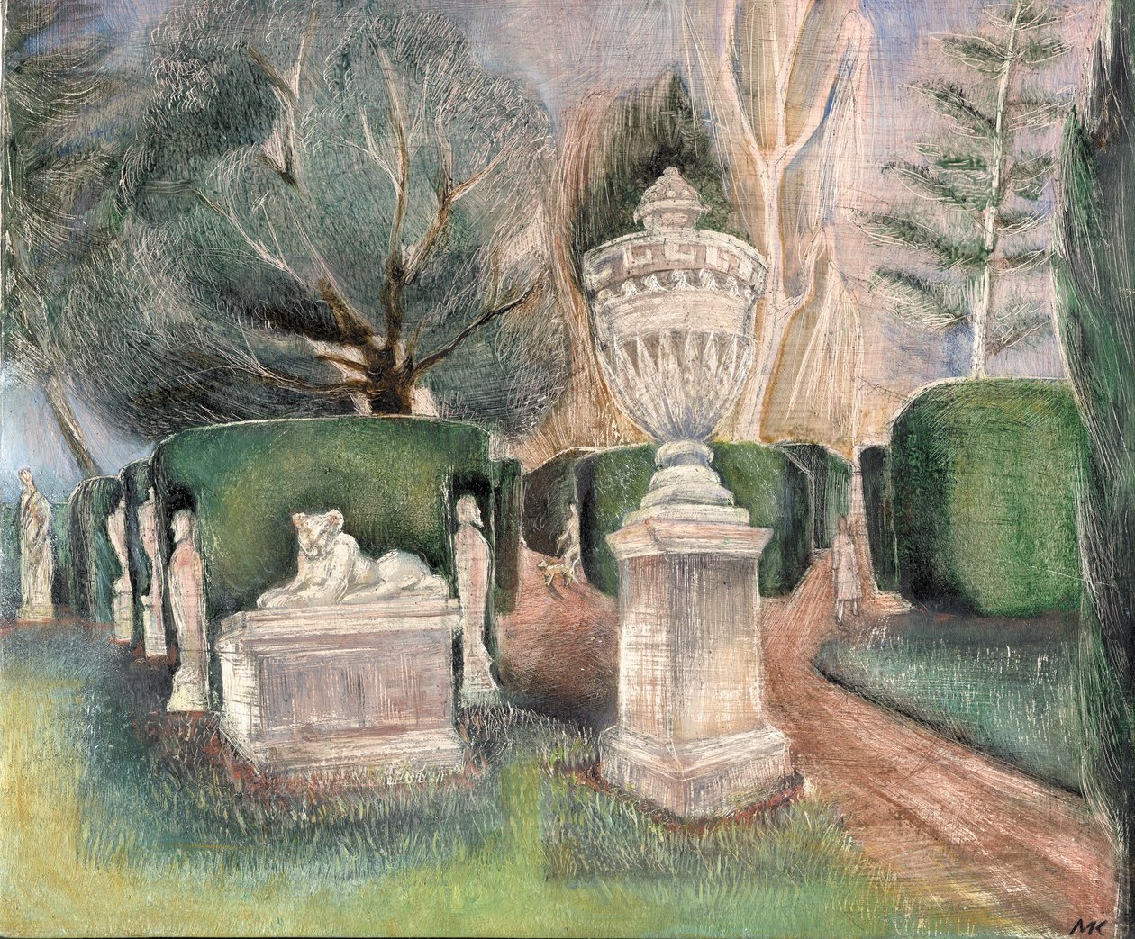 Chiswick-ház: Szobrok, 2002 (olaj, fedélzeten) alkotó: Mary Kuper