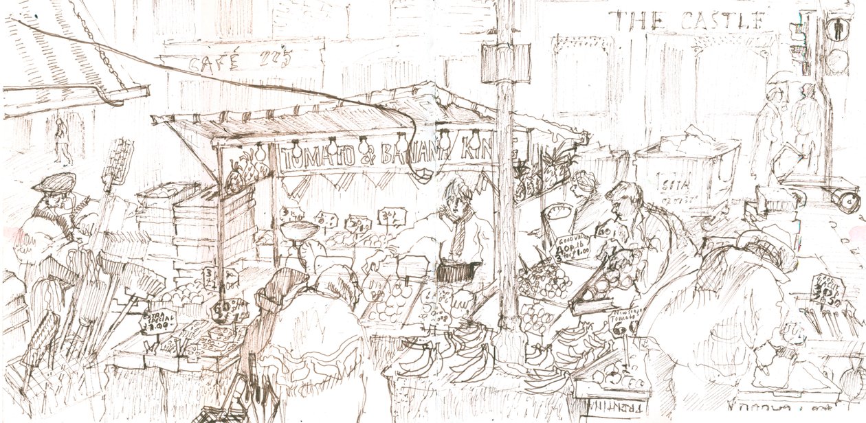Portobello piac, 2006 (toll és tinta) alkotó: Mary Kuper