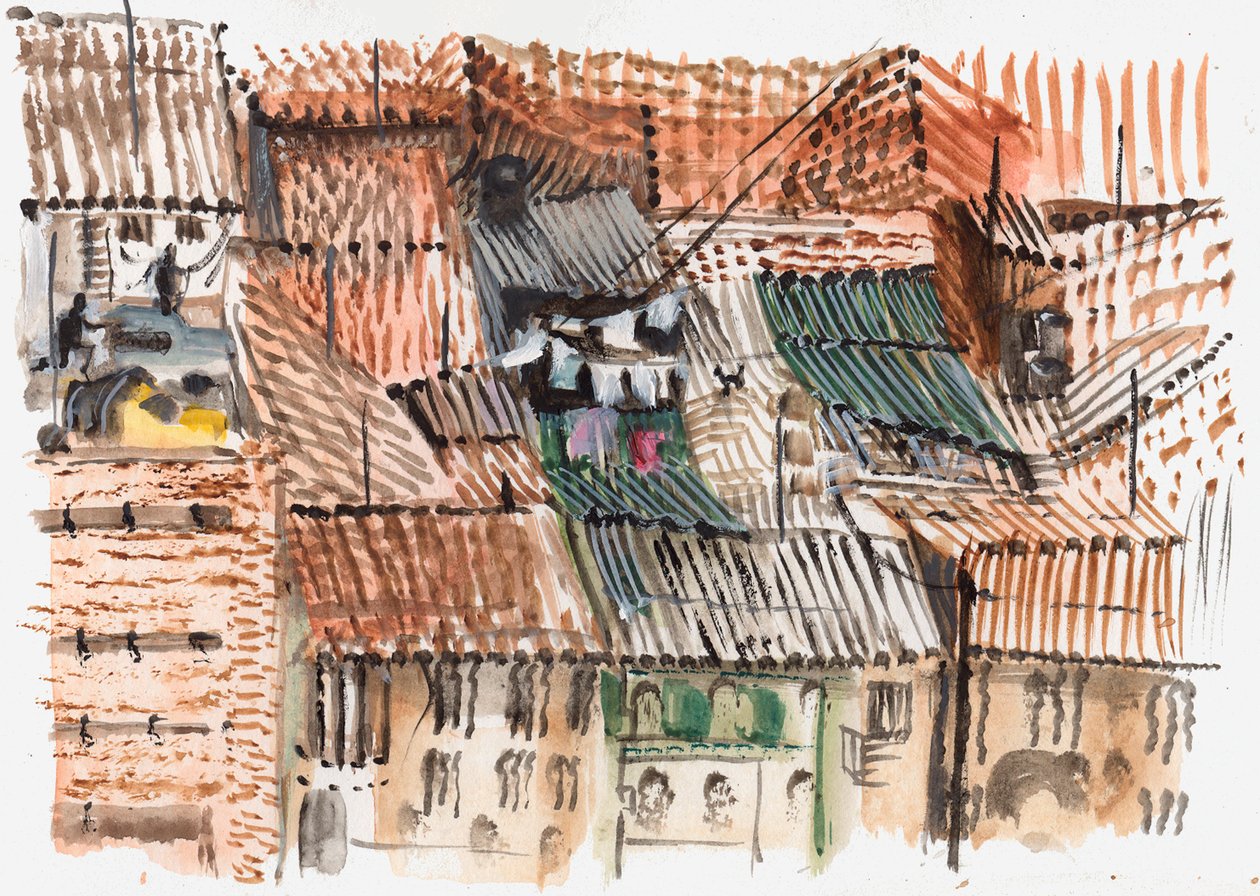Rooftops, Bogota, 2008 (toll és akvarell) alkotó: Mary Kuper