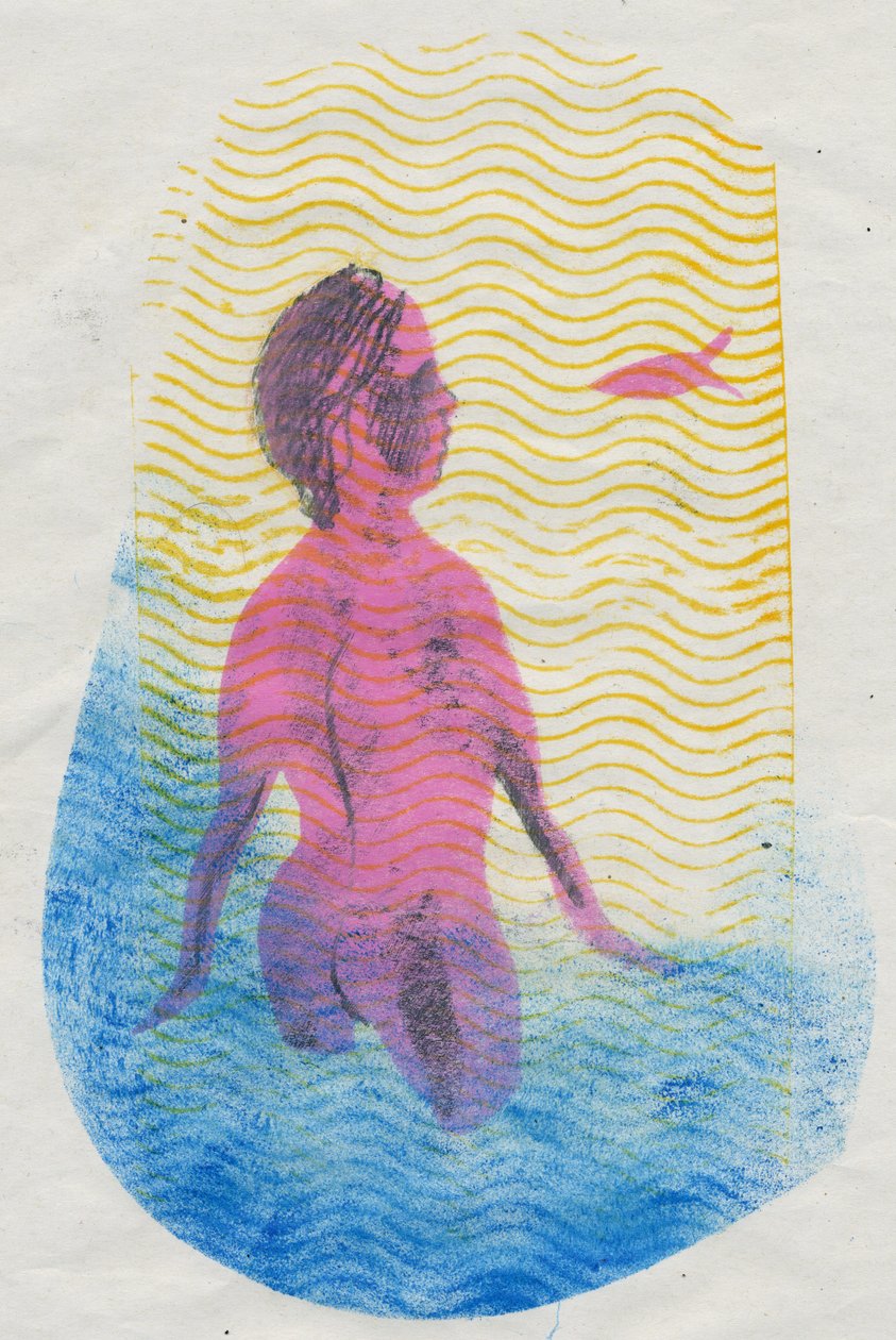 Úszó, 2018 (monoprint) alkotó: Mary Kuper