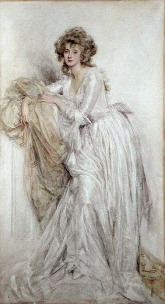 Egy Edwardian Lady (akvarell, papír) alkotó: Mary L. Gow